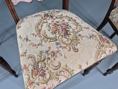 3 Antique Saloon Chairs Rosewood Frame Floral Seats Inlay Victorian EB10990 VDIN14