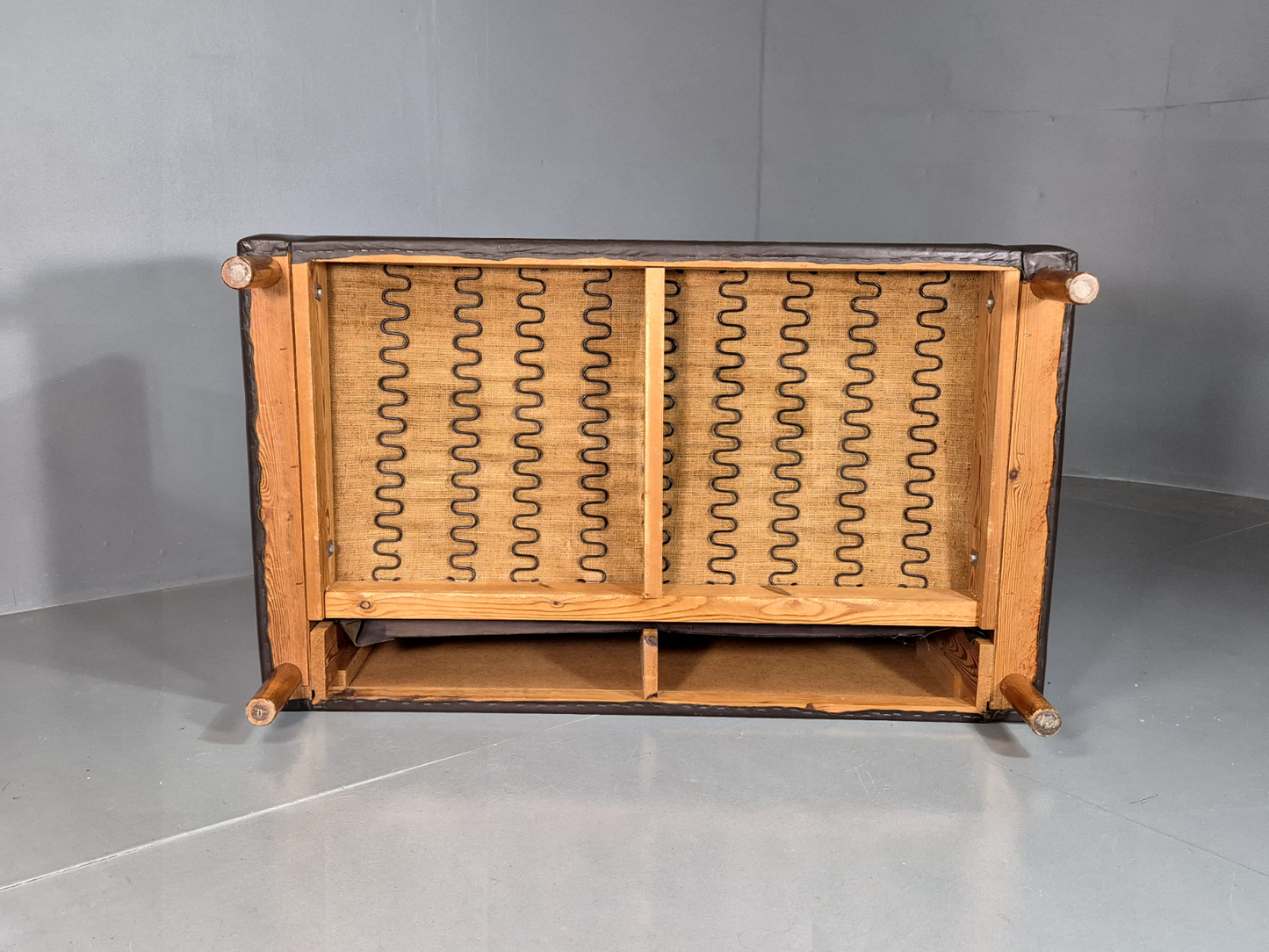 2 Seat Sofa Vintage Danish Brown Leather 1970s Retro MCM EB7314 M2SS5