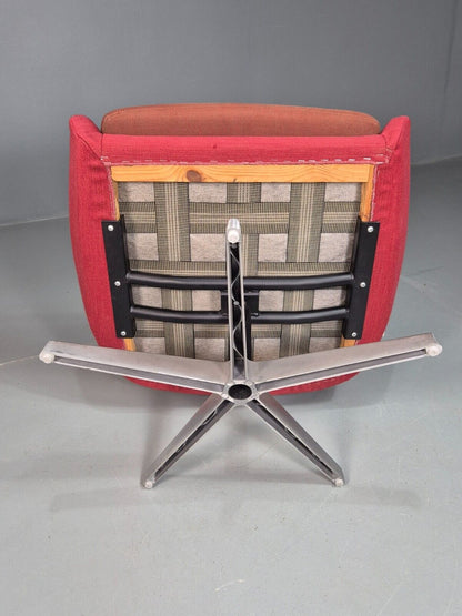 Vintage Swedish Swivel Chair Red Wool Ihreborn 1970s Retro EB7899 MSWI - UKDK FURNITURE