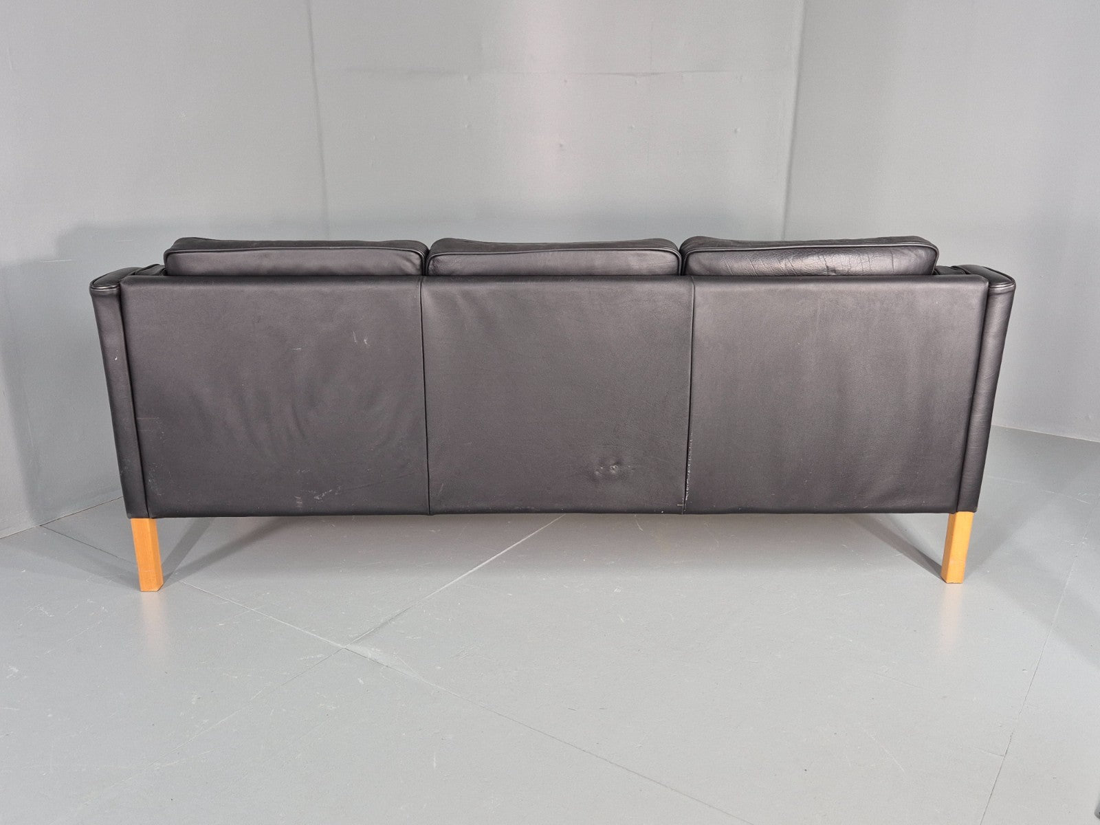 Vintage Danish 3 Seat Sofa Black Leather Mid Century Retro  EB10470 M3SS20