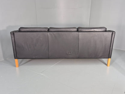 Vintage Danish 3 Seat Sofa Black Leather Mid Century Retro  EB10470 M3SS20