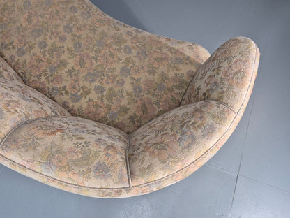 Vintage Two Seater Danish Curved Banana Sofa 1930s Art Deco Floral EB10795 V2SS15