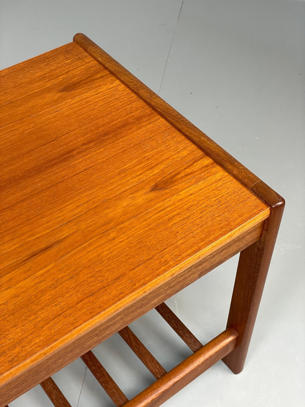 Vintage Teak Side Table Danish 1970s With Magazine Rack Bedside  EB11049 MWOO3