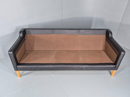Vintage Danish 3 Seat Sofa Black Leather Mid Century Retro  EB10470 M3SS11