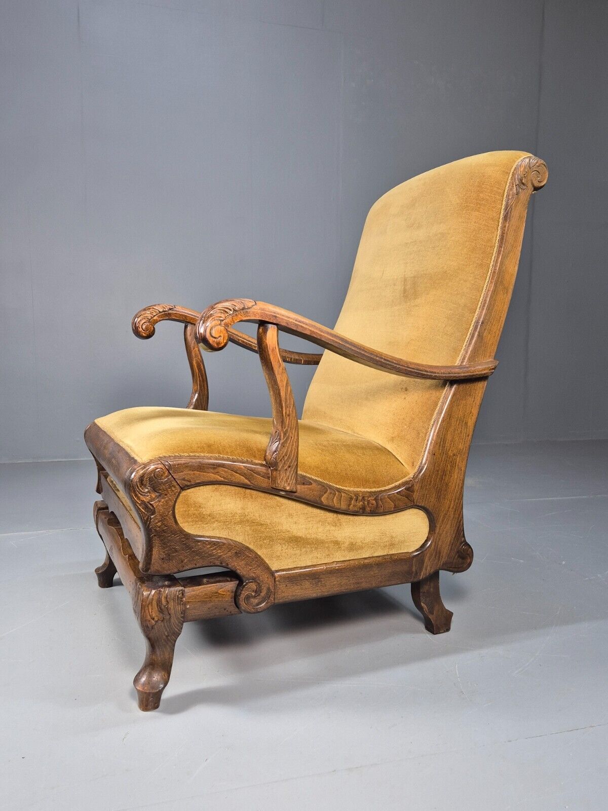 Vintage Danish Rocking Chair Beech and Gold Velour 1940s Retro EB9054 VCLO - UKDK FURNITURE