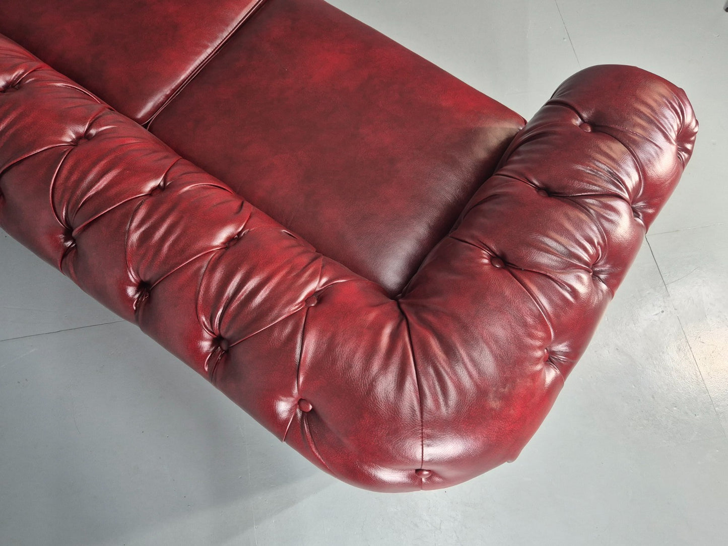 Vintage Vegan Chesterfield Red Vinyl Upholstery EB11665 VCHE14
