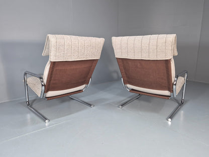 2 1970s Chrome Tube Lounge Chairs New Upholstery Retro Mid Century  EB10617 MNOR10