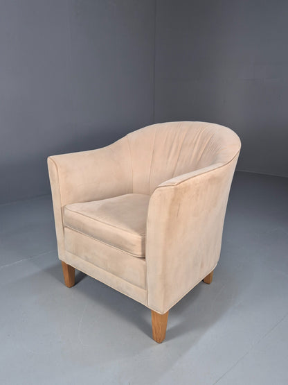 Mordern Danish Cream Faux Suede Tub Chair Beech Legs EB9308 MNOR - UKDK FURNITURE