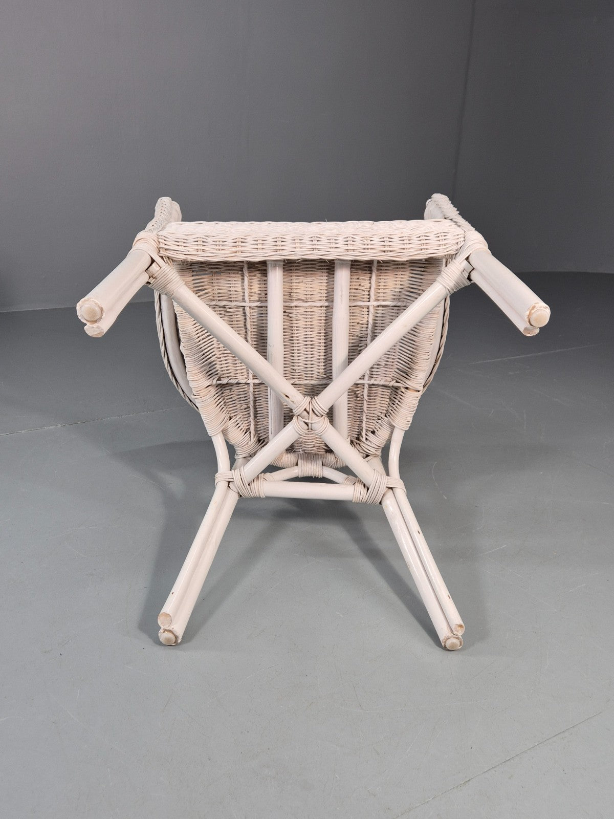 Vintage Rattan Lounge Chair White Painted 1970s Retro EB11219 VBER13