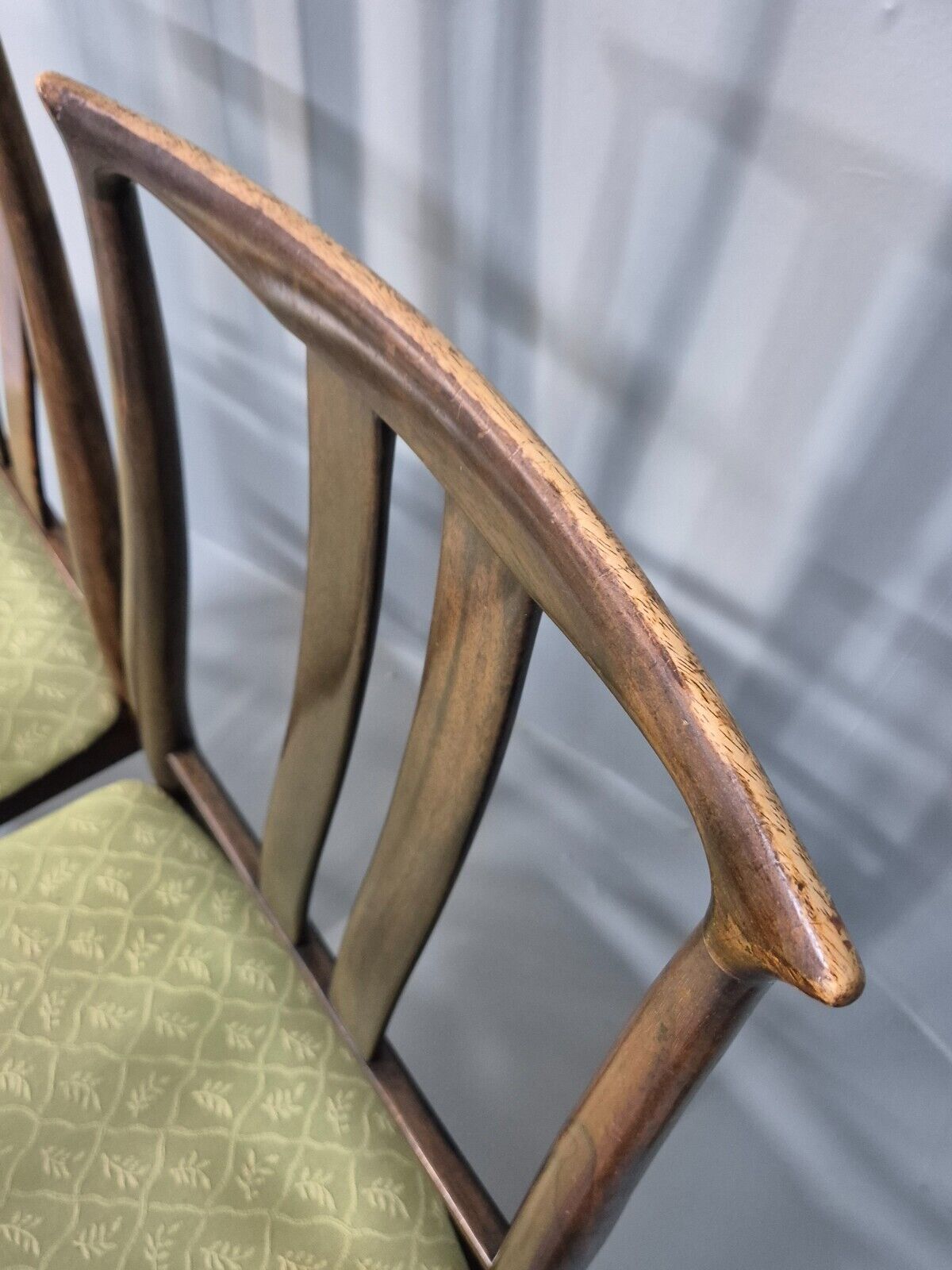 8 Vintage Danish Design Dining Chairs High back Hardwood Green 1970s EB9143 MDIN - UKDK FURNITURE