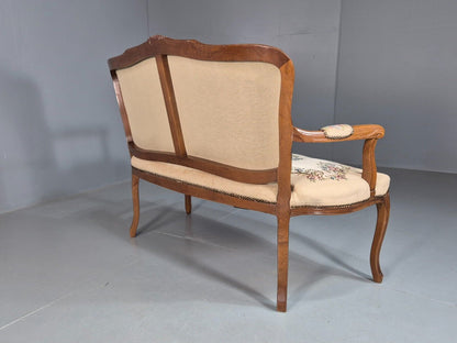 Vintage Danish 2 Seat Open Arm Sofa French Regency Style Embroidery EB8074 V2SS - UKDK FURNITURE