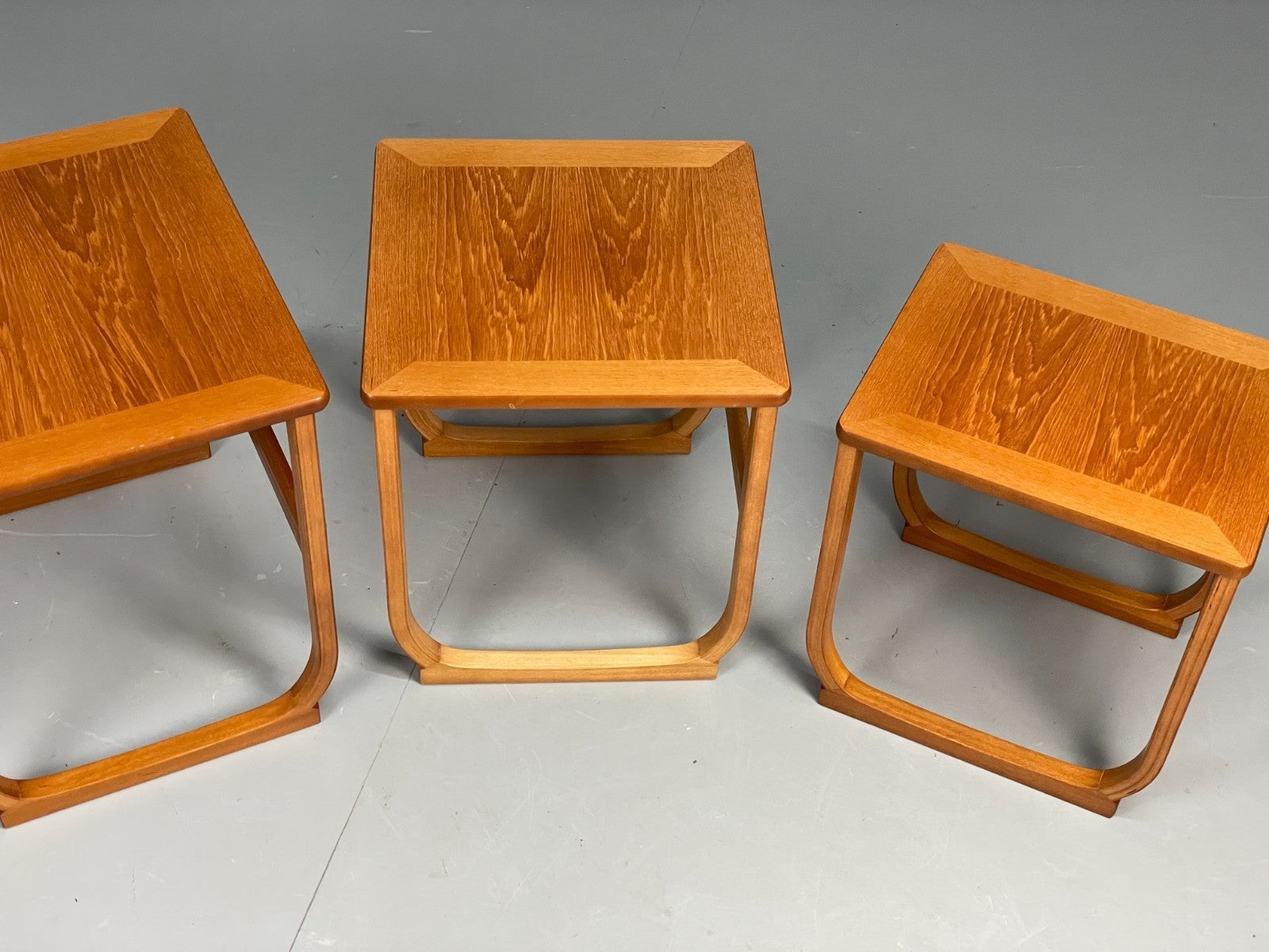 Vintage Nathan Side Tables 1980s Teak Nesting Set 3 Ply Frame EB11549 MWOO14