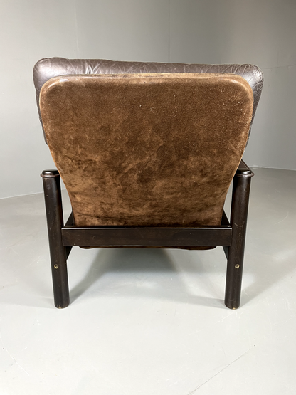 Vintage Danish Lounge Chair Brown Leather Jeki Gehl Retro MCM EB6082 MNOR9
