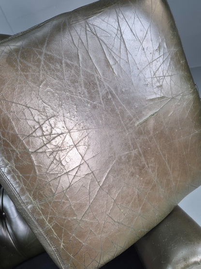 Vintage Wingback Leather Lounge Chair Queen Anne Style 1970s Retro EB11532 VLEA9