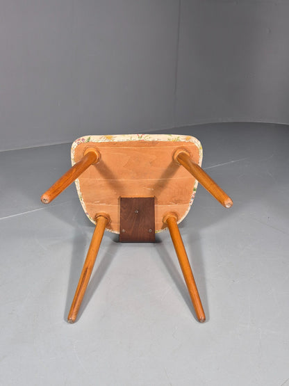 Retro 1950s Dining Chair Teak Bentwood Floral MCM Vintage EB10937 MNOR10
