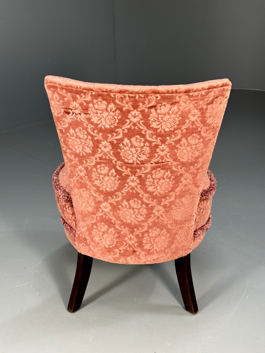 Vintage Cocktail Chair Deep Pink Velour Moquette 1960s Retro EB9166 VCLO - UKDK FURNITURE