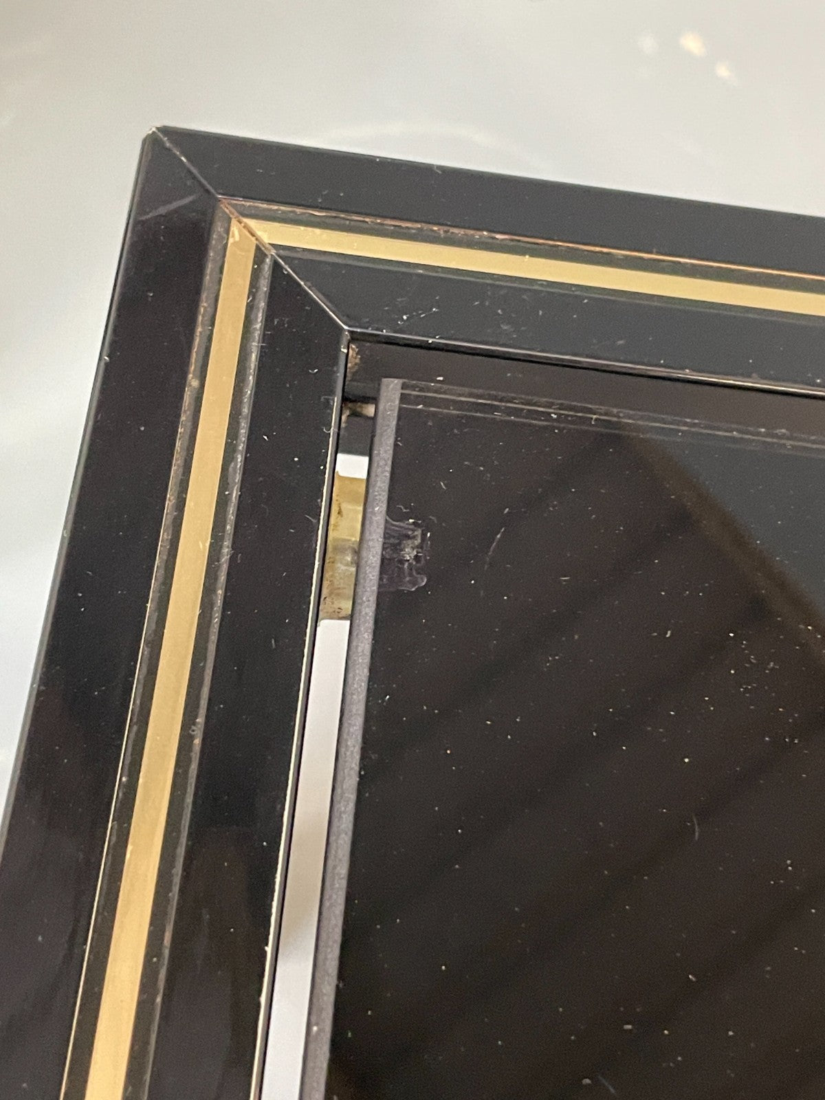 Vintage 1970s Nesting Tables Pierre Vandel Black Gold Glass 1970s EB11804 MWOO9