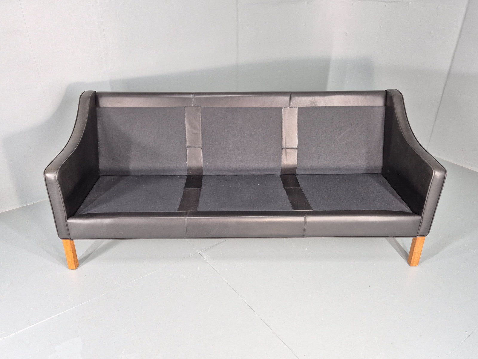 Vintage 3 Seat Sofa Black Leather Danish Hurup Mid Century Retro EB10475 M3SS11