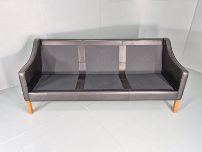 Vintage 3 Seat Sofa Black Leather Danish Hurup Mid Century Retro EB10475 M3SS11