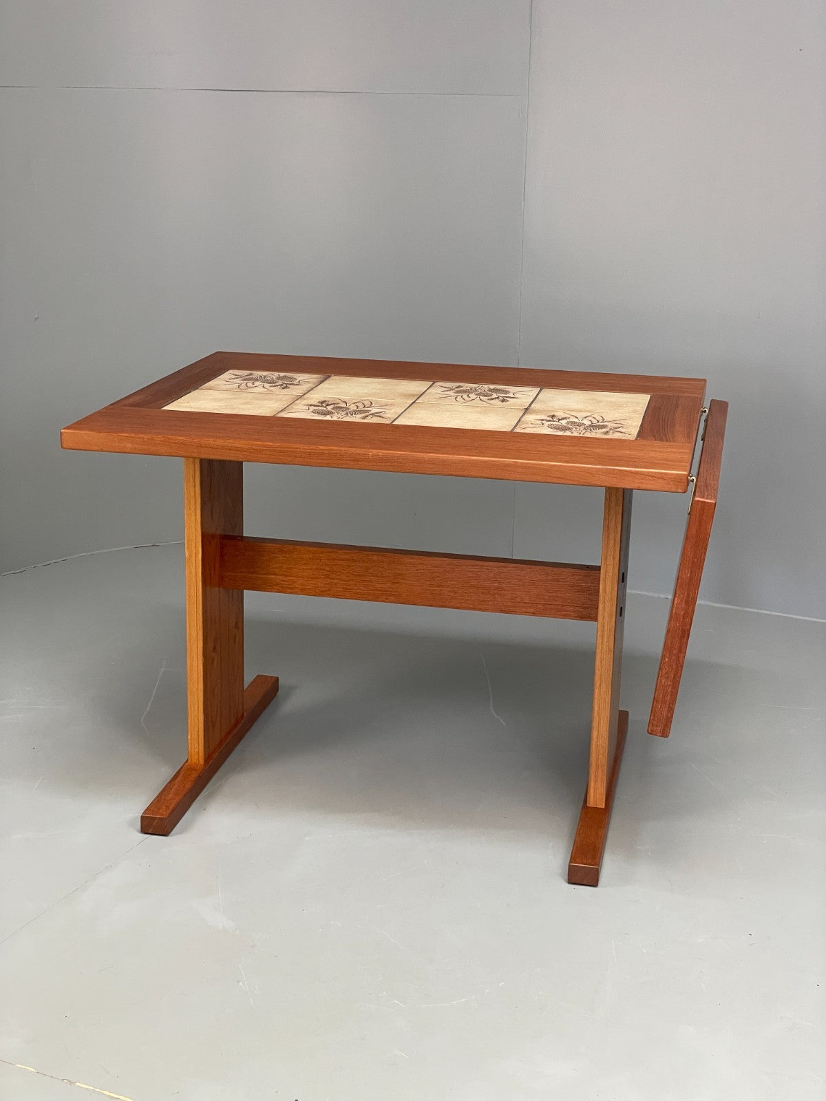 Vintage Teak Dining Table Tile Topped Danish Drop Leaf 1980s EB11563 MWOO20