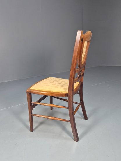 Antique Edwardian Dining Chair Mahogany Inlay Gold Upholstery  EB10716 VDIN8