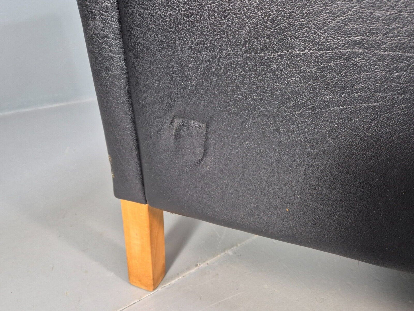 Vintage Danish 2 Seat Sofa Black Leather 1980s Retro MCM EB8696 M2SS - UKDK FURNITURE