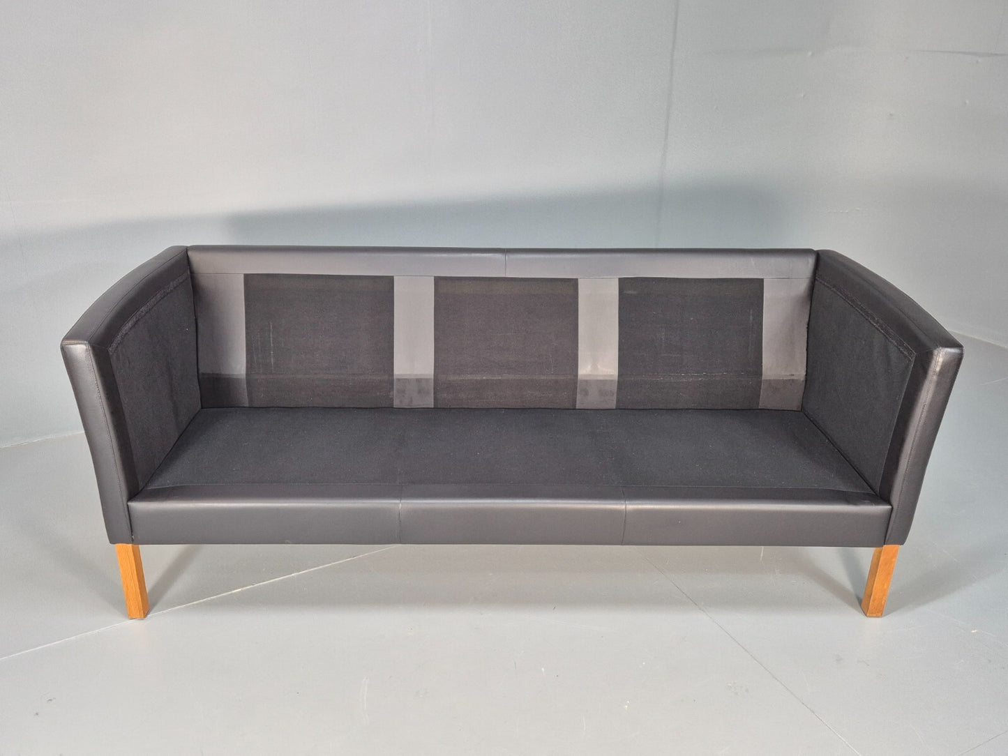 Vintage Danish Black Leather 3 Seat Sofa Retro MCM Style EB9062 M3SS - UKDK FURNITURE