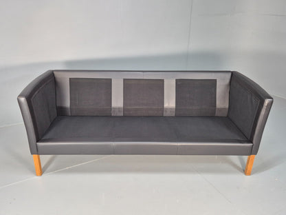 Vintage Danish Black Leather 3 Seat Sofa Retro MCM Style EB9062 M3SS - UKDK FURNITURE