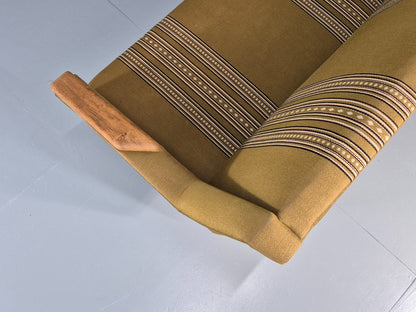 Vintage Three Seater Settee Danish Wool Oak Details 1970s Retro EB11359 M3SS17