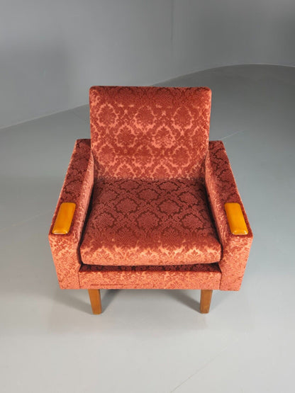 Vintage Swedish Lounge Chair Purple Moquette Teak Paws 1960s Retro EB7891 MNOR - UKDK FURNITURE