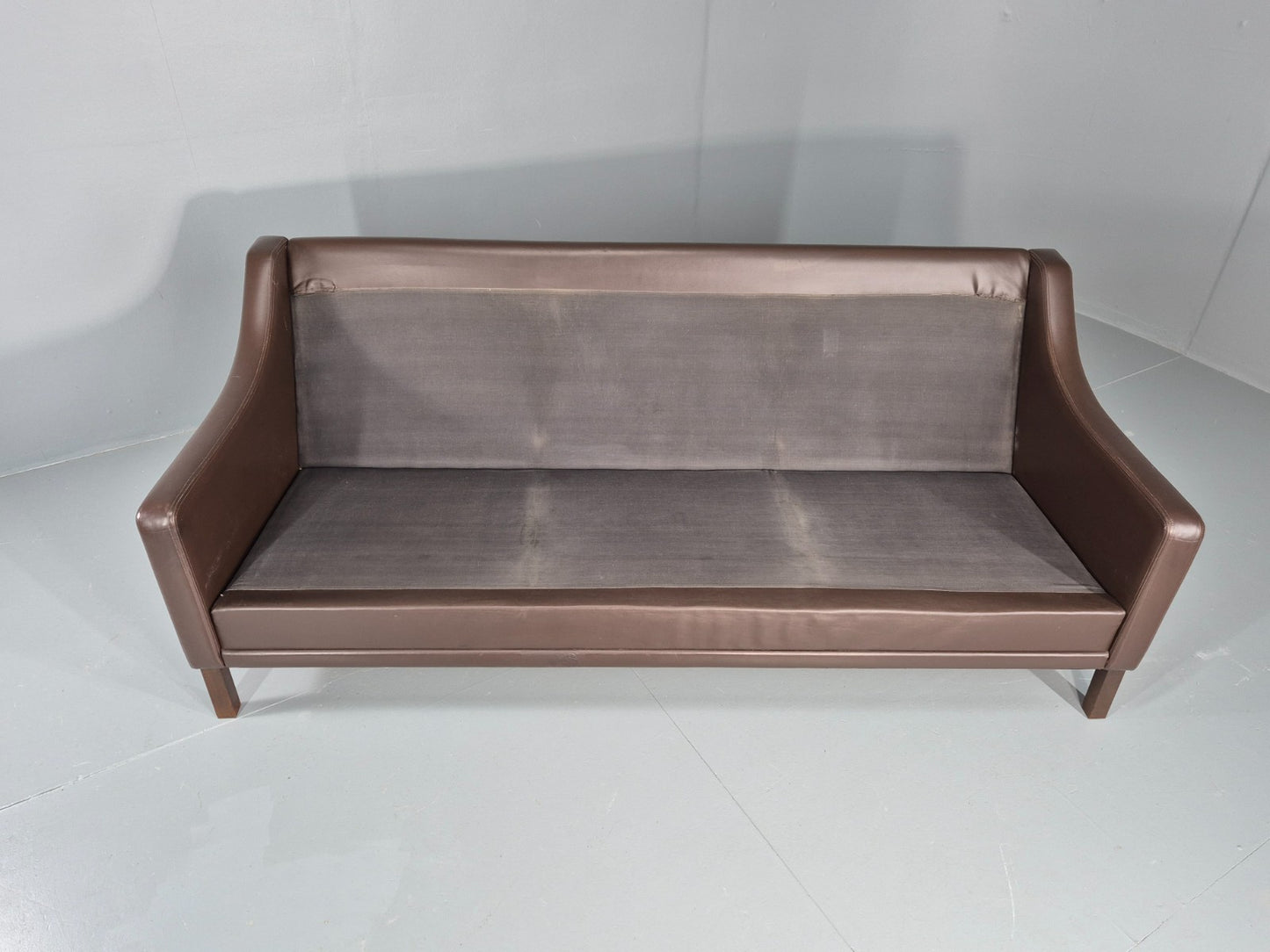 Vintage 3 Seat Leather Sofa 1970s Danish Brown Mid Century Retro EB10519 M3SS10