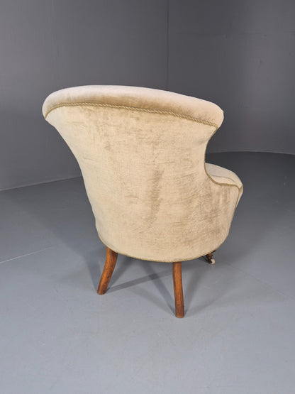 Antique Cocktail Chair Green Velour Vintage Danish 1800s  EB10761 VCLO8