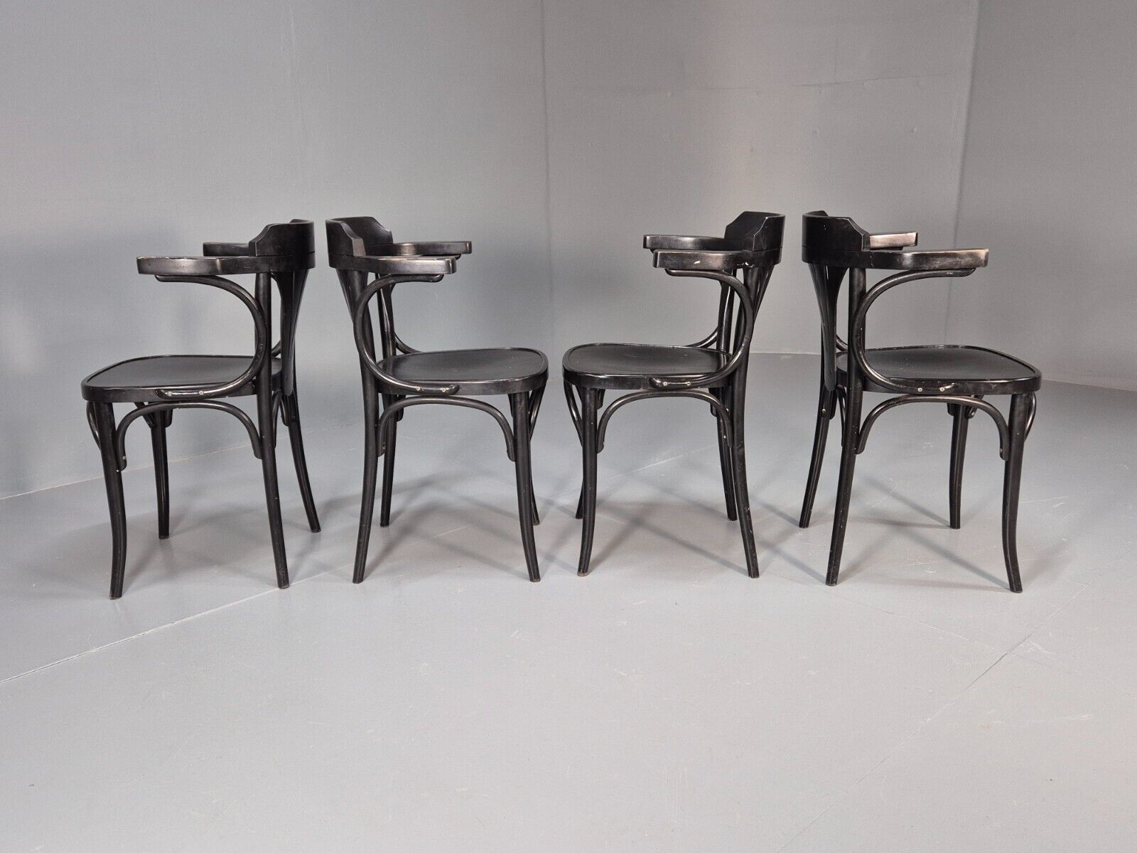 4 Vintage Bistro Chairs Black Thonet Style Czech Built Retro EB8859 VDIN - UKDK FURNITURE
