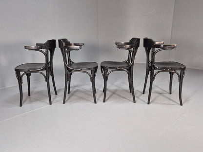 4 Vintage Bistro Chairs Black Thonet Style Czech Built Retro EB8859 VDIN - UKDK FURNITURE