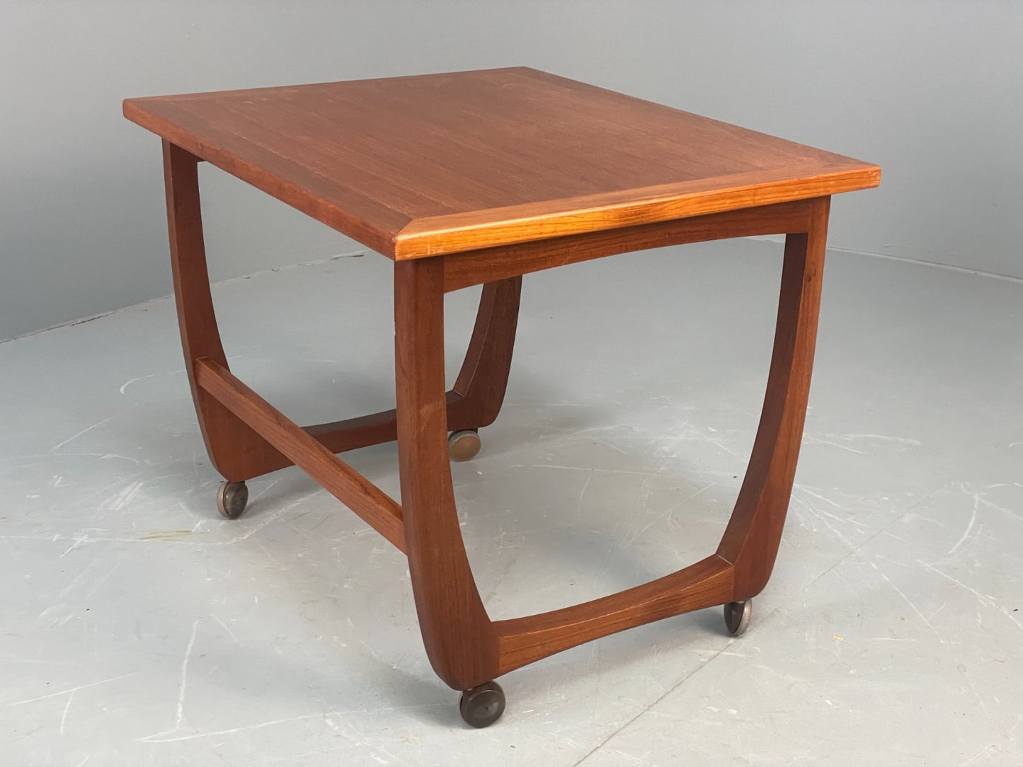 Vintage Teak Side Table On Castors 1970s Mid Century Modern EB10678 MWOO13