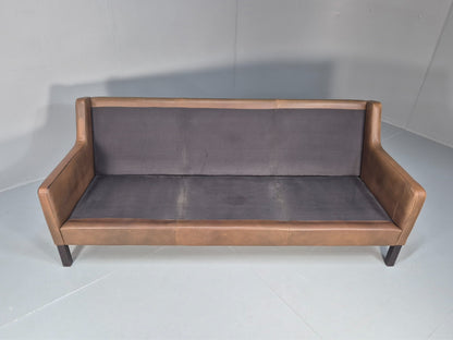 1970s Three Seater Danish Settee Vintage Mogensen Style Leather MCM EB10634 M3SS7