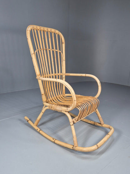 Vintage Cane Rocking Chair Retro Seating EB8875 VBER - UKDK FURNITURE