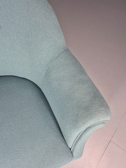 Art Deco Tub Chair Danish Turquoise 1940s Vintage Cabriole Leg EB10740 VCLO5