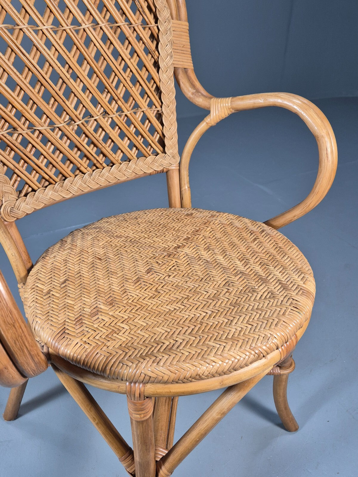 Vintage Cane Rattan Armchair 1980s Retro EB9685 VBER - UKDK FURNITURE