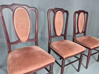 4 1970s Dining Chairs Pink Velour Stylised Regency Style Retro EB11962 VDIN3