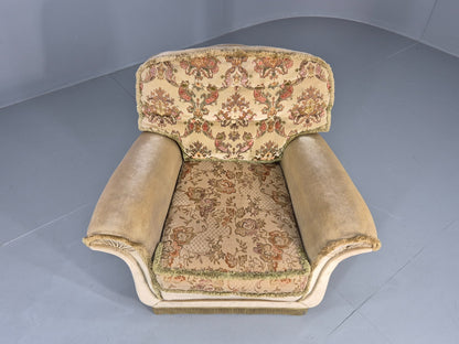 Vintage 1960s Luxury Lounge Chair Green Velour Floral Seat Retro  EB11779 MNOR3