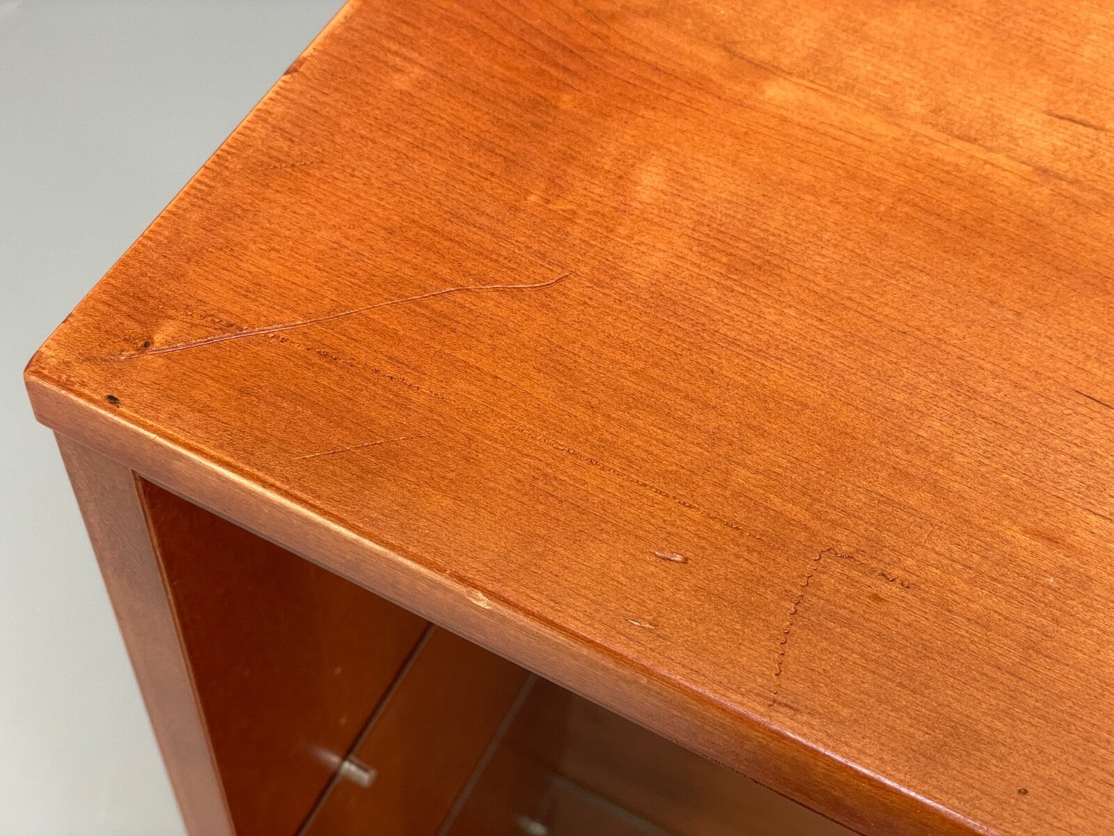 Vintage Cherrywood Bookcase Beaver & Tapley Glass Shelving Retro EB9758 MWOO - UKDK FURNITURE