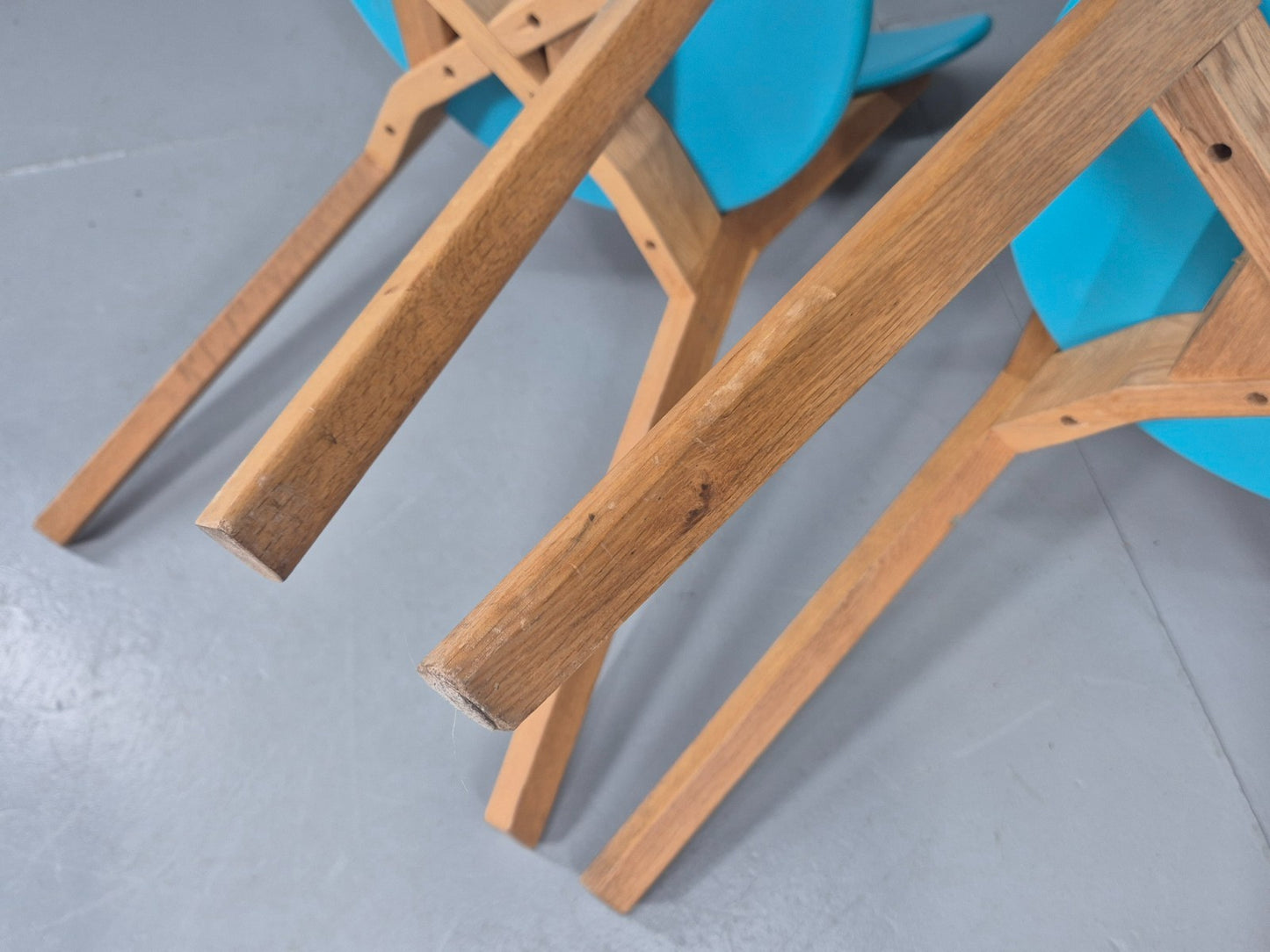 2 Oak Dining Chairs Light Blue Modern Solid Mid Century Style M&S EB11013 MDIN12