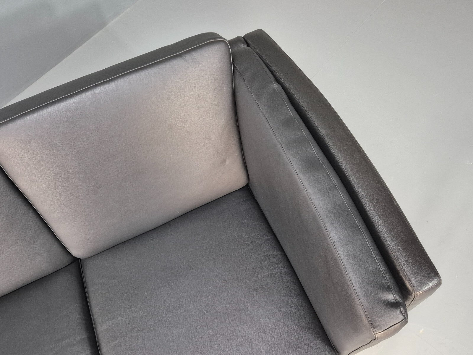 Vintage Danish Black Leather 3 Seat Sofa Retro MCM Style EB9062 M3SS - UKDK FURNITURE