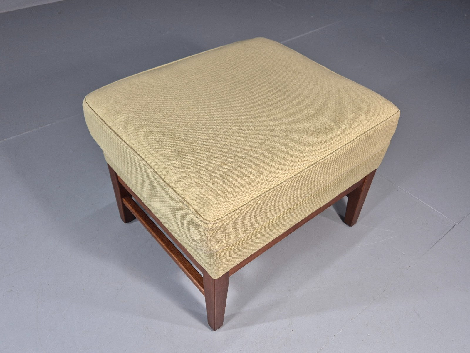 Mid Century Footstool Danish Vintage Green Wool Teak Frame 1970s EB11034 MFOO12