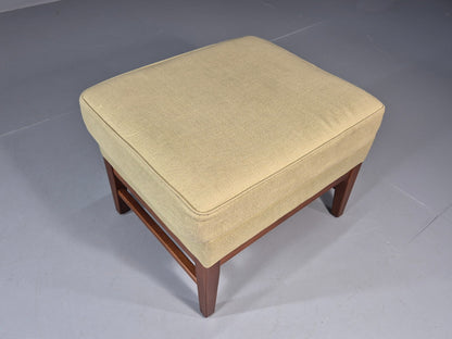 Mid Century Footstool Danish Vintage Green Wool Teak Frame 1970s EB11034 MFOO12