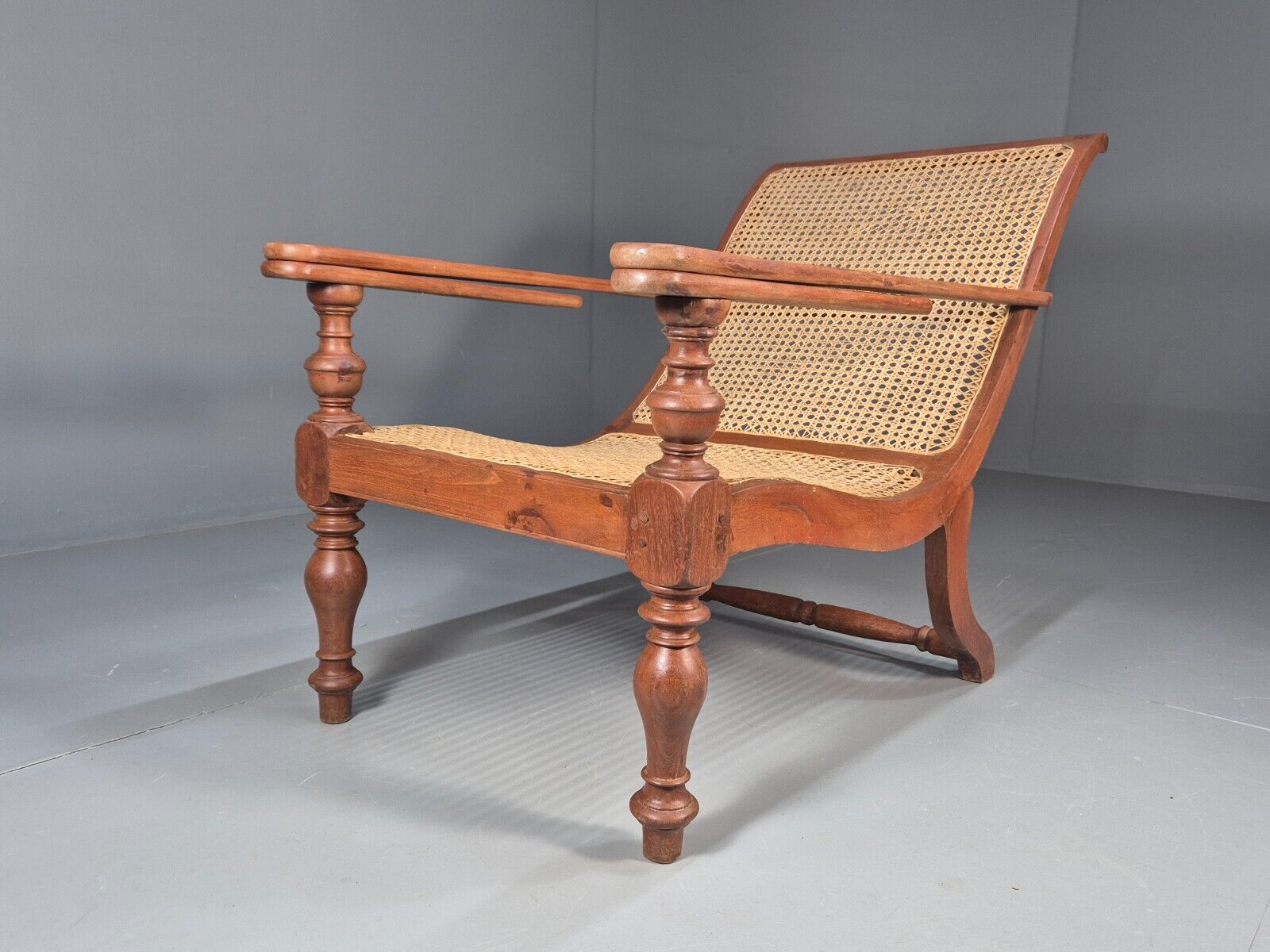 Vintage Campaign Plantation Chair Rattan Teak Retro Antique Style EB8872 VBER - UKDK FURNITURE