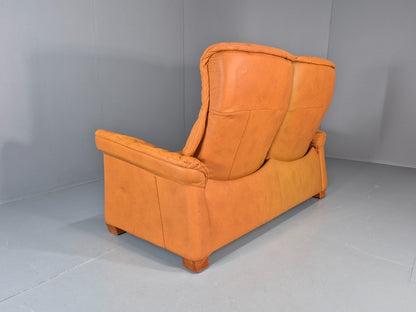 Two Seater Settee Ekornes Stressless Tan Leather Recline Retro  EB10926 M2SS19