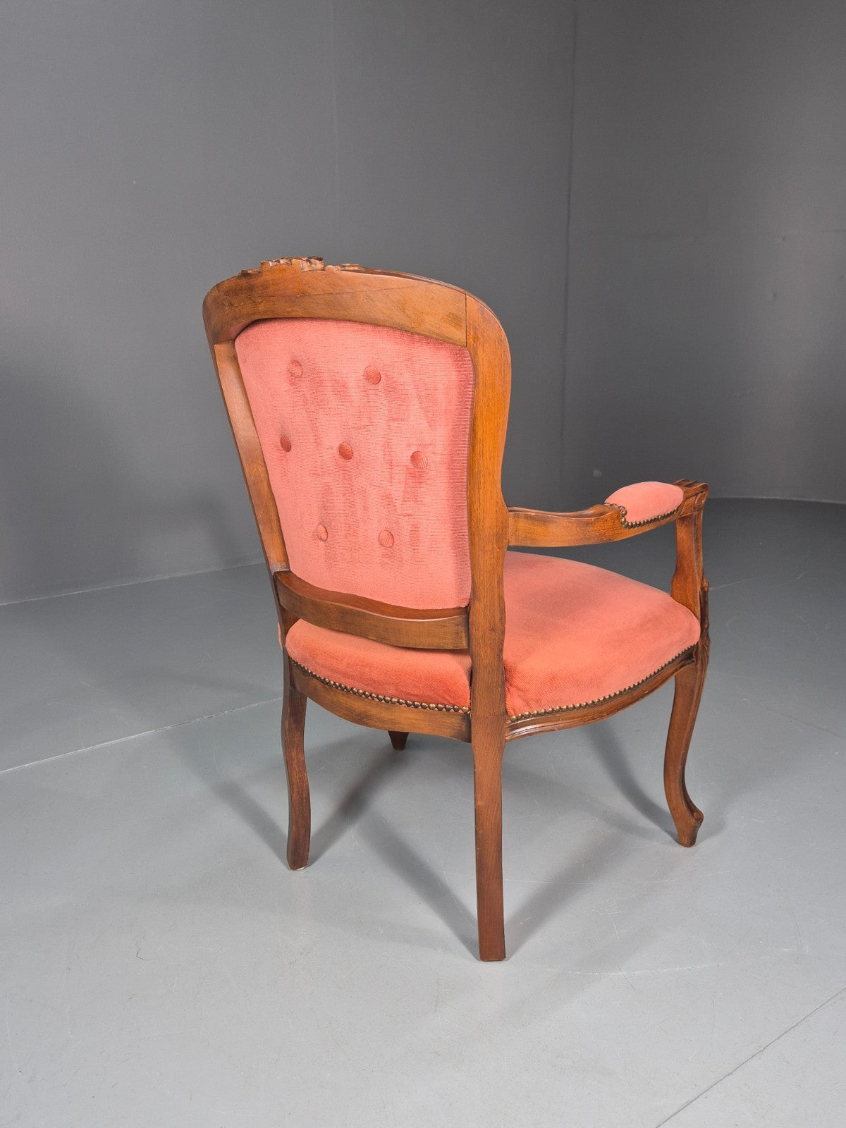 Vintage Rococo Lounge Chair Danish 1970s Reproduction Salmon Pink EB10773 VCLO7