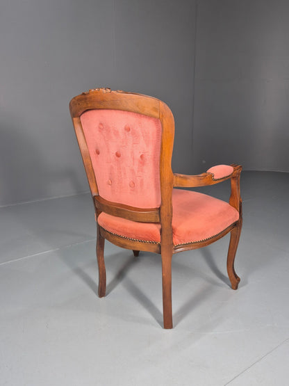 Vintage Rococo Lounge Chair Danish 1970s Reproduction Salmon Pink EB10773 VCLO7